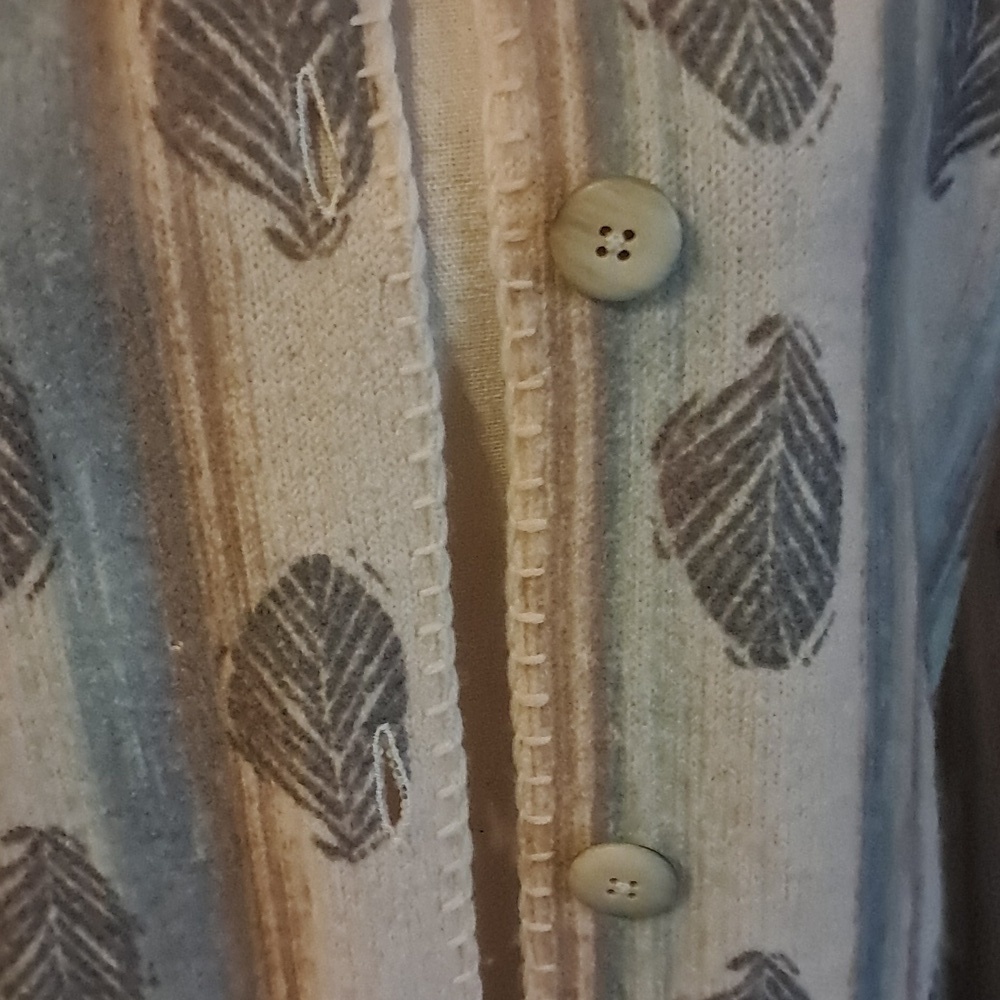 Sigrid Olsen 100% Wool Button Down Cardigan Sweater Size M Boho Grandmacore Leaf - Picture 9 of 12